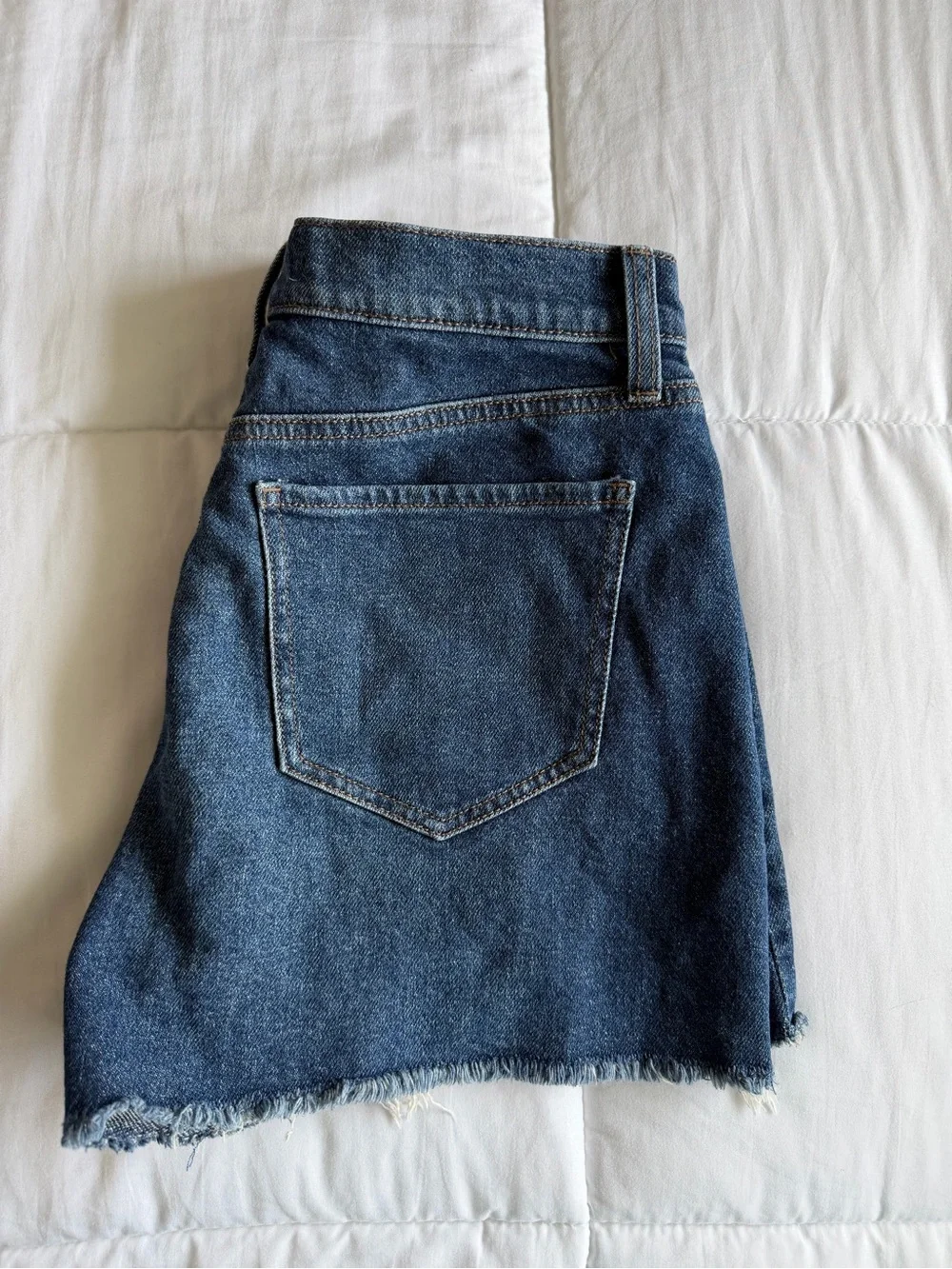 Distressed High-Waist Denim Shorts